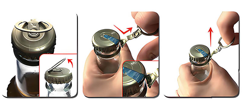 Pull Ring Easy Open Aluminum Crown Caps Opening method